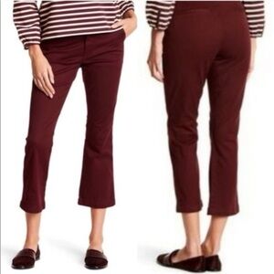 J Crew Pant Burgundy Dark Red Sammie Crop Flare Flat Front Pockets Pant Size 12